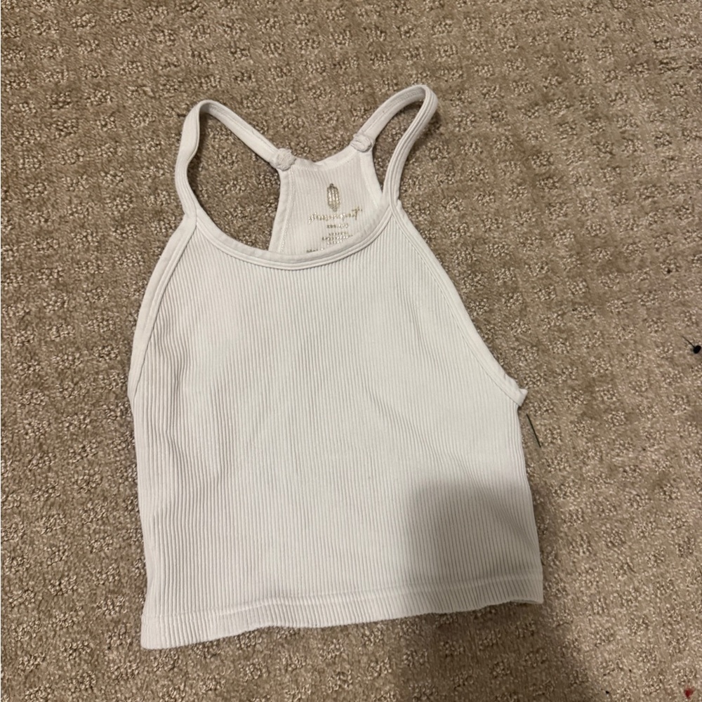 FP Movement by Free People White Ribbed Crop Top